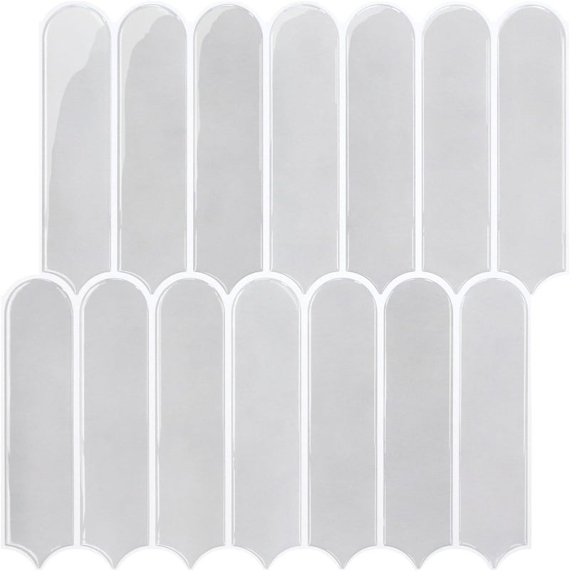 Commomy Thicker Grey Peel and Stick Backsplash-10 pcs of 12" x 12" - 3D Adhesive Peel and Stick Tiles Backsplash for Kitchen, Bathroom, Removable, Waterproof, Vinyl Wall Tile - Image 1